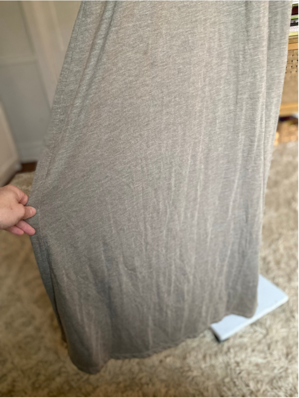 Old Navy Modal Maxi Dress Smocked Waist Boho Taupe M Quiet Luxury Parisian Beach - Picture 4 of 7